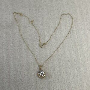 Gold Plated 925 Sterling Indonesia Chain & China Pendant with clear stone